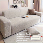 Jacquard Elastic Sofa Cover – Modern Artistic Slip-Resistant Couch Slipcover | All-Season Polar Fleece Furniture Protector for Living Room, Office & Bedroom | Includes Free Pillow Cover | 1-4 Seater
