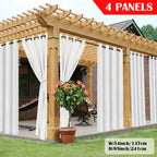Outdoor Curtain Panels for Patio Gazebo Porch – Weather-Resistant, Light-Filtering Sun Block Privacy Drapes, 4 Panels, Multiple Sizes & Colors