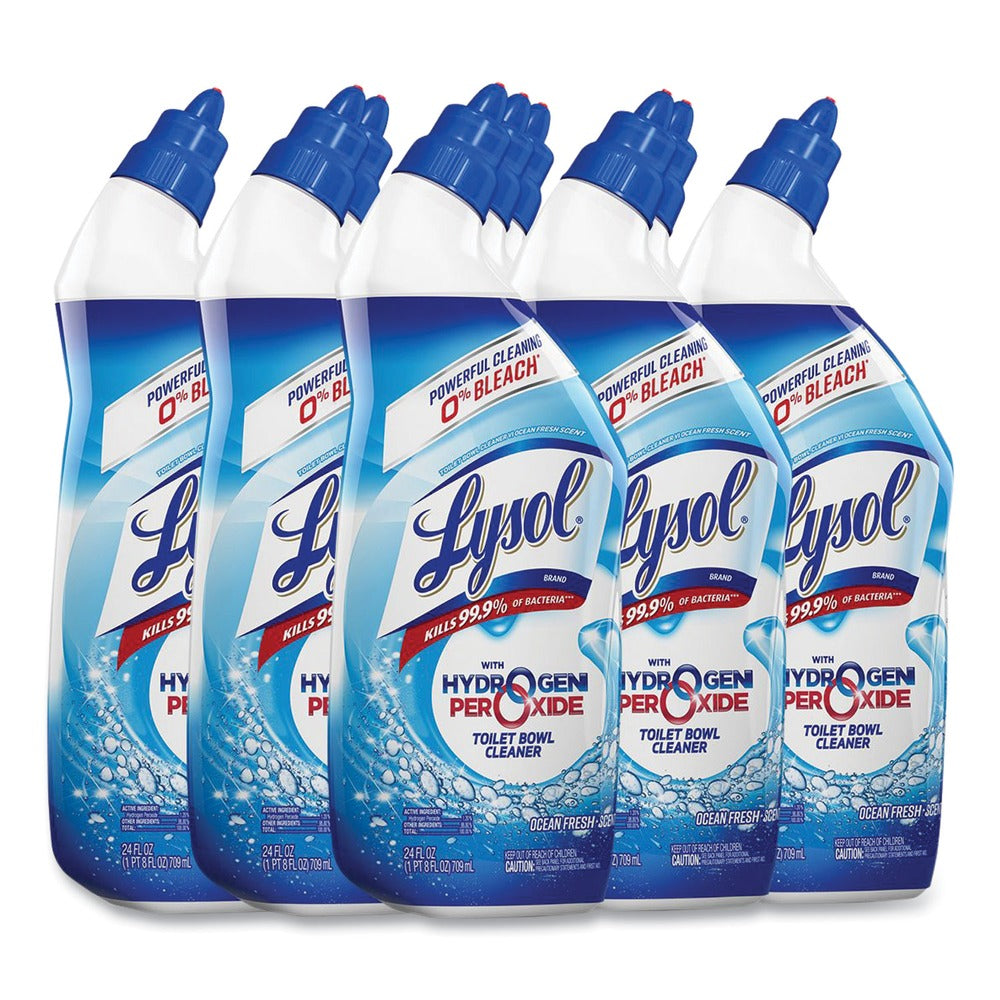 Lysol Toilet Bowl Cleaner with Hydrogen Peroxide 24 oz Bottle Ocean Fresh Scent – Kills 99.9% Germs, Bleach-Free Formula