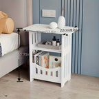 Compact Modern Bedside Table with Open Shelf Space Saving Nightstand Minimalist Storage Rack for Bedroom Dorm Office Living Room Easy Assembly White