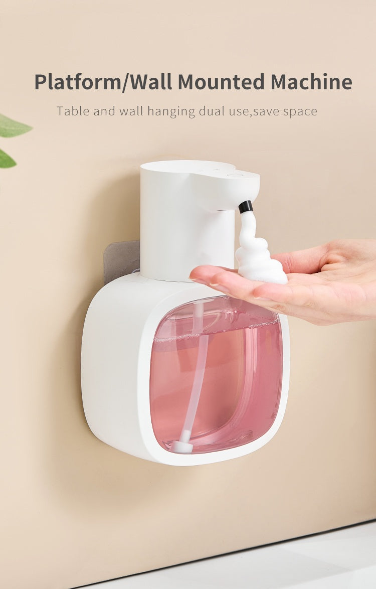 Automatic Foam Soap Dispenser Touchless USB Rechargeable - Wall-Mountable Hands-Free Soap Pump with Adjustable Foam Output for Bathroom, Kitchen & Pet Bathing, Works with Liquid Soap, Body Wash & Dish Detergent - White & Black