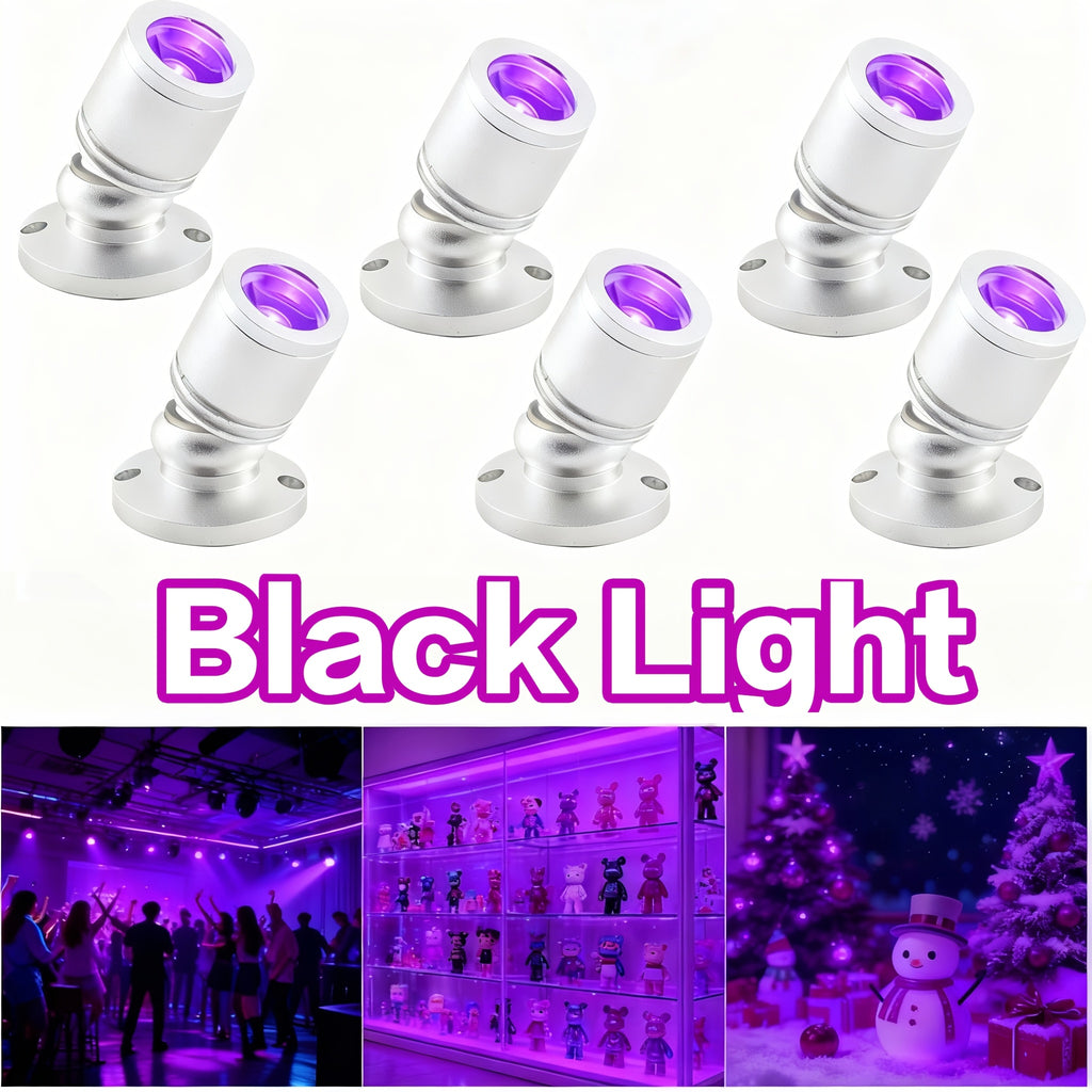 USB UV Black Light LED Mini Spotlights – Connectable 1W UV-A Blacklight for Glow Party, Bedroom Decor, Posters, Halloween & Pet Urine Detection – 2, 4 or 6 Pack