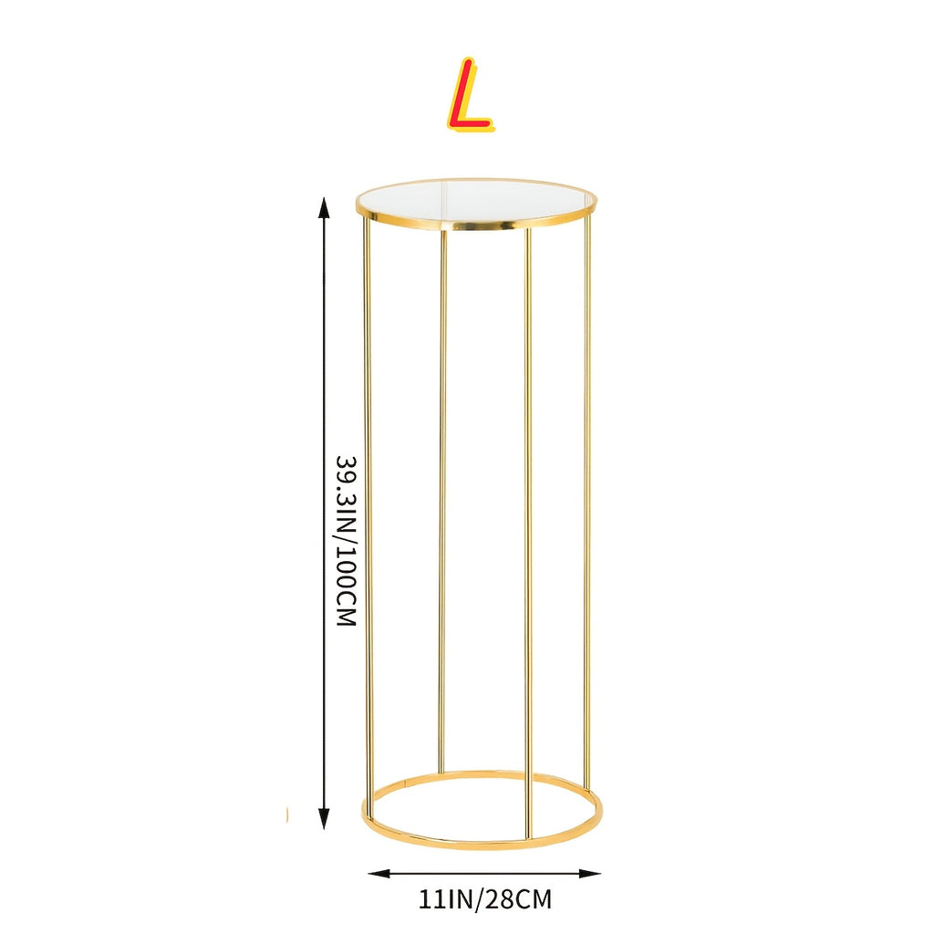 Metal Cylinder Pedestal Stand for Events – Round Cylinder Display Stand for Vase Cake Floral Arrangements, Party Wedding Celebration Table Riser, Decorative Metal Craft Stand