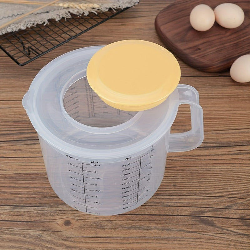2.5L Mixing Bowl with Lid, Measuring Cup & Scale – Splash-Proof, Durable Plastic, 84.5oz Large Capacity for Salad, Baking & Food Storage