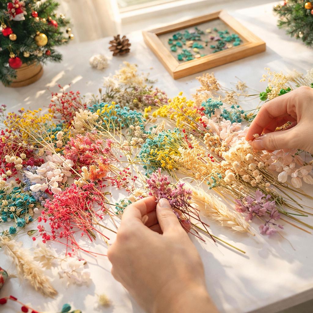 Dried Flower Set Assorted 4 Boxes – Mixed Variety Dried Botanicals for Home Decor, Gift Wrapping, Scrapbooking & Floral Arrangement Decoration Supplies