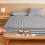 Mattress Protector Deep Pocket 11.8-Inch Thickened Fitted Cover with Embossed Design – Solid Color Bedding Essential for Twin Full Queen King, 7 Colors