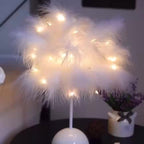 Feather LED Copper Wire Table Lamp Night Light – 40-Head Romantic Atmosphere Light for Bedroom, Living Room, Birthday & Valentine's Day Decor
