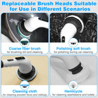Electric Spin Scrubber with 7 Replaceable Brush Heads & Adjustable Handle – Dual Speed Power Scrubber for Bathroom, Tub, Tile & Floor Cleaning