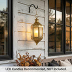 Moroccan Hanging Candle Lantern with Chain – Vintage Boho Style Iron & Glass Tealight Holder for Home, Patio, Garden, Wedding & Ramadan Decor (23.5" Overall)