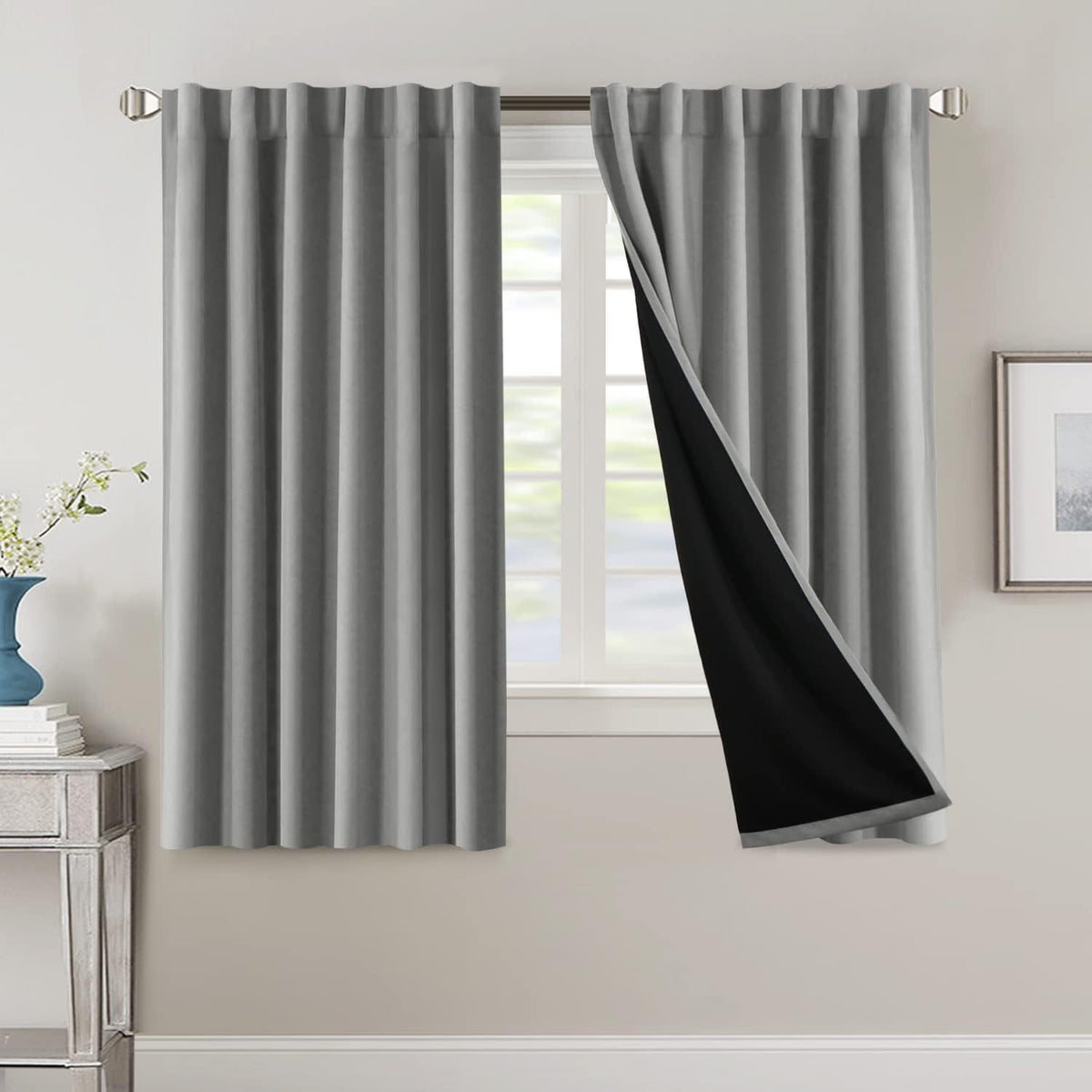 Blackout Curtains 2 Panels 100% Room Darkening 96 Inch Long – Triple Weave Thermal Insulated Back Tab & Rod Pocket Window Drapes for Bedroom & Living Room