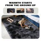 Tie-Dye Fluffy Area Rug – Ultra-Soft Thickened Plush Indoor Mat for Living Room, Bedroom & Office, 9 Colors 6 Sizes, Boho Machine-Woven Floor Carpet