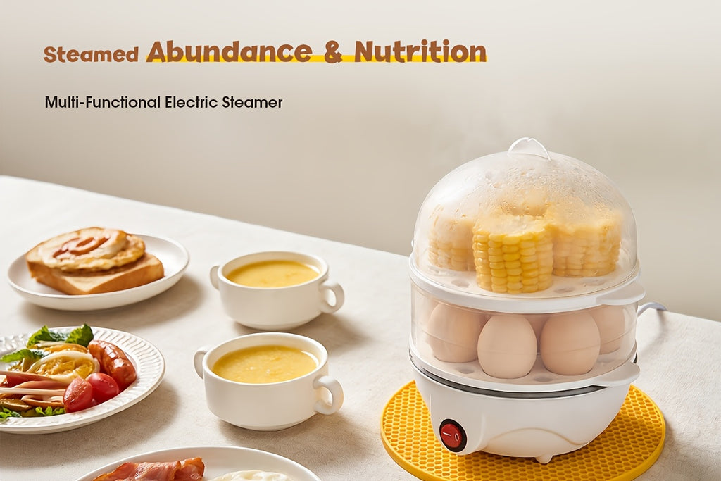 Electric Egg Cooker Steamer 1 or 2 Layer, Auto Shut-Off, Boiled & Soft-Boiled, with Descaling Accessories – Mini Breakfast Machine for Kitchen, Dorm & Office