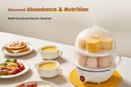 Electric Egg Cooker Steamer 1 or 2 Layer, Auto Shut-Off, Boiled & Soft-Boiled, with Descaling Accessories – Mini Breakfast Machine for Kitchen, Dorm & Office