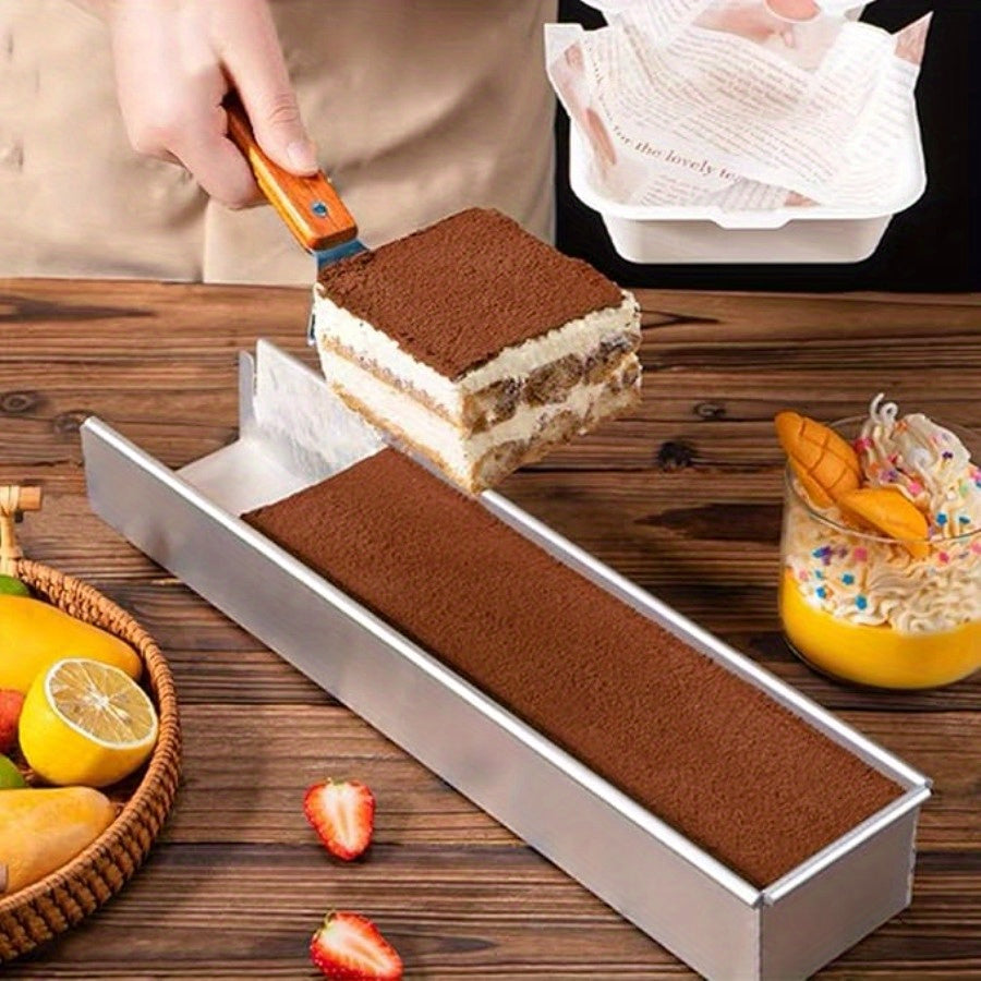 Rectangular Cake Pan Detachable Side Cover Non-Stick Aluminum Alloy – Tiramisu Mold for Cheesecake, Chiffon & Mousse Cake, Reusable Oven-Safe Easy Release Baking Tray Set (1pc or 3pcs)