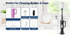Electric Cup Scrubber 2-Speed IPX6 Waterproof – Type-C Rechargeable Bottle Brush Cleaner for 40oz Mugs, Tumblers & Water Bottles, Long Straw Brush & Wall Mount Storage, Kitchen Cleaning Tool