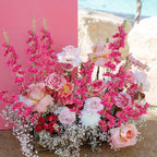 Faux Delphinium Larkspur Stems 8pcs 33.5 Inch Artificial Flowers for Wedding Table Centerpiece Bridal Bouquet Home Garden Vase Floral Arrangement Decor in Dusty Blue Pink Purple Orange