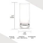 Lead-Free Crystal Tall Drinking Glasses Set of 6 – 16oz Clear Glass Cups for Water Wine Cocktail Party Office Restaurant Holiday Potluck