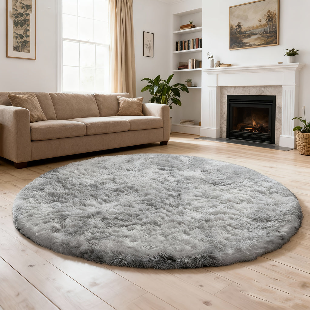 Tie Dye Round Area Rug Soft Plush Shaggy Circle Floor Mat Non-Slip for Living Room Bedroom Dorm – Boho Rainbow & Solid Colors 4x4 5x5 6x6 7x7 8x8 Ft | Home Decor Aesthetic