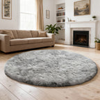 Tie Dye Round Area Rug Soft Plush Shaggy Circle Floor Mat Non-Slip for Living Room Bedroom Dorm – Boho Rainbow & Solid Colors 4x4 5x5 6x6 7x7 8x8 Ft | Home Decor Aesthetic