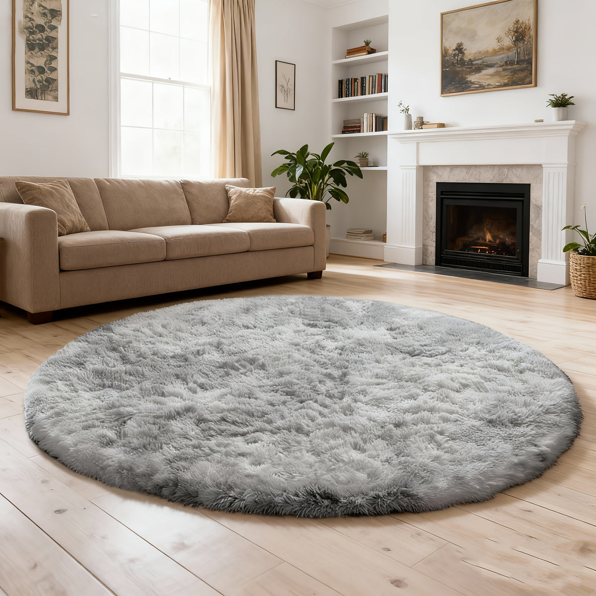 Tie Dye Round Area Rug Soft Plush Shaggy Circle Floor Mat Non-Slip for Living Room Bedroom Dorm – Boho Rainbow & Solid Colors 4x4 5x5 6x6 7x7 8x8 Ft | Home Decor Aesthetic