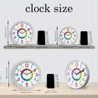 Color Learning Wall Clock for Kids – 8, 10 & 12 Inch Silent Quartz Movement, Teach How to Tell Time, Educational Teaching Clock for Bedroom, Classroom & School, AA Battery, Holiday Gift