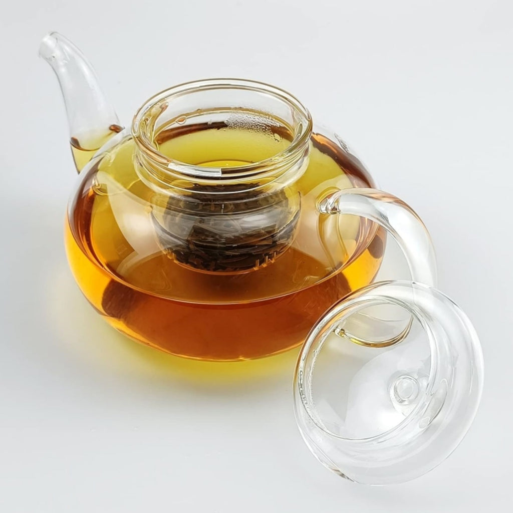 1000ml Borosilicate Glass Teapot with Removable Infuser – Gooseneck Loose Leaf Tea Pot, Microwave & Stovetop Safe, Gift Box Included (Teapot Only or Set with 4 Cups)