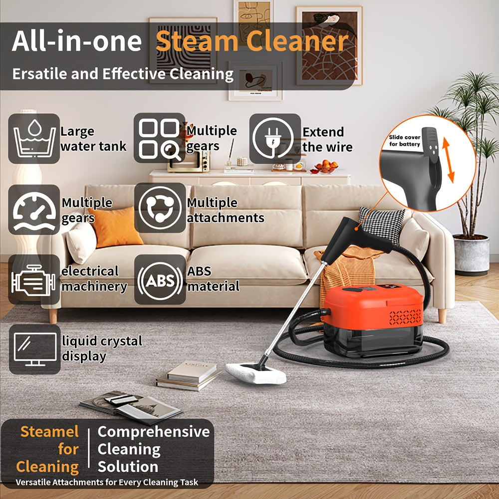 Steam Cleaner 9-Gear 47oz - High-Pressure Handheld with 9-Speed Adjustment, LCD Display & 47.34oz Tank for Kitchen, Carpet & Sofa | 7 Colors