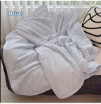 Cooling Throw Blanket & Shawl, 100% Polyester Breathable Lightweight Summer Blanket with Soundwave Embossed Striped Design & Ball Accents, Machine Washable Wrinkle-Resistant, 3 Sizes in Purple Pink White Blue Gray Green