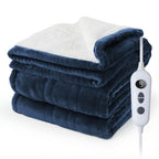 Electric Heated Blanket Soft Flannel 10 Temperature Levels Dual Control – PTC+NTC Overheat Protection, Machine Washable, for Couples Bedroom & Winter Home Use
