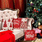 Seasonal Throw Pillow Covers 18x18 Inch – Autumn Winter Holiday Cushion Covers with Pumpkin, Snowman, Christmas Tree, Truck & Buffalo Plaid | Farmhouse Thanksgiving Christmas Decor for Couch, Bed & Living Room