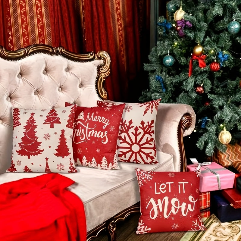 Seasonal Throw Pillow Covers 18x18 Inch – Autumn Winter Holiday Cushion Covers with Pumpkin, Snowman, Christmas Tree, Truck & Buffalo Plaid | Farmhouse Thanksgiving Christmas Decor for Couch, Bed & Living Room