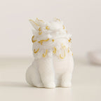 Pixiu Statue Wealth & Blessings Stone Figurine with Golden Floral Designs – Feng Shui Mythical Creature Decorative Sculpture for Living Room, Cabinet, Office & Home Display Gift