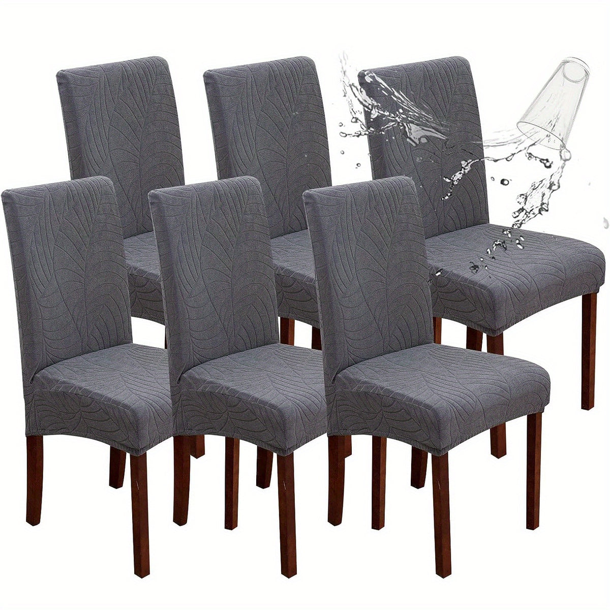 Stretch Jacquard Dining Chair Covers Set of 4 or 6 Removable Washable Polyester-Elastane Slipcovers – Chair Protector for Kitchen Home Hotel Restaurant, Valentine's Day Home Decoration