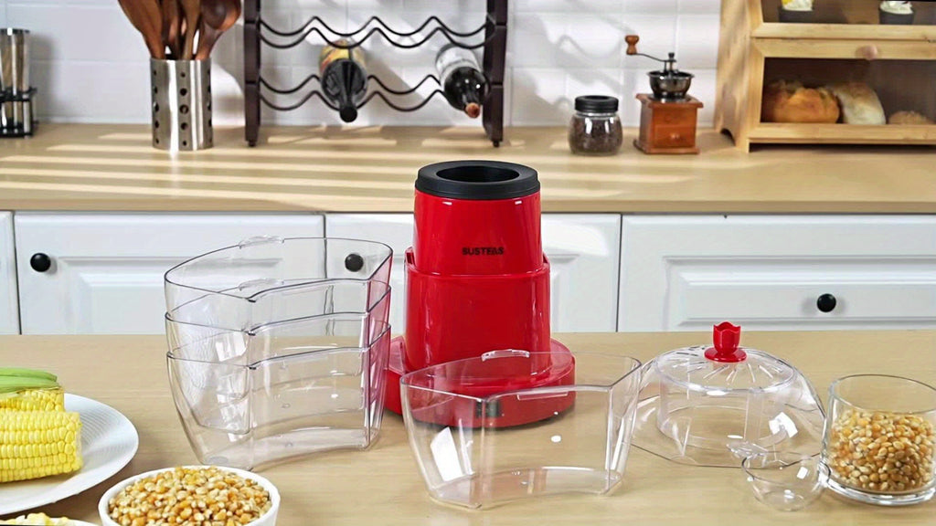 Hot Air Popcorn Maker 1200W Oil-Free Electric Popcorn Popper with 4 Serving Bowls, 95% Pop Rate, Ready in 3 Minutes, Overheating Protection – Healthy Snack Machine for Movie Nights & Parties