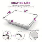 Disposable Aluminum Foil Pans 30 Pack with Lids – Square Tin Foil Meal Prep Containers for Oven, BBQ & Baking | Thick Heavy-Duty Takeaway Boxes