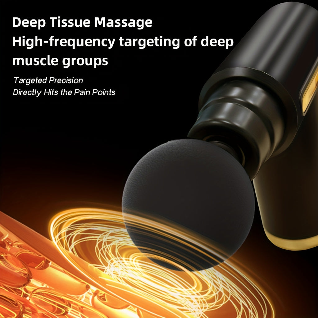 Mini Massage Gun LED Touch Screen 6 Massage Heads Ultra-Quiet Brushless Motor Portable Handheld Muscle Massager for Sports Fitness Recovery Black Gray Red