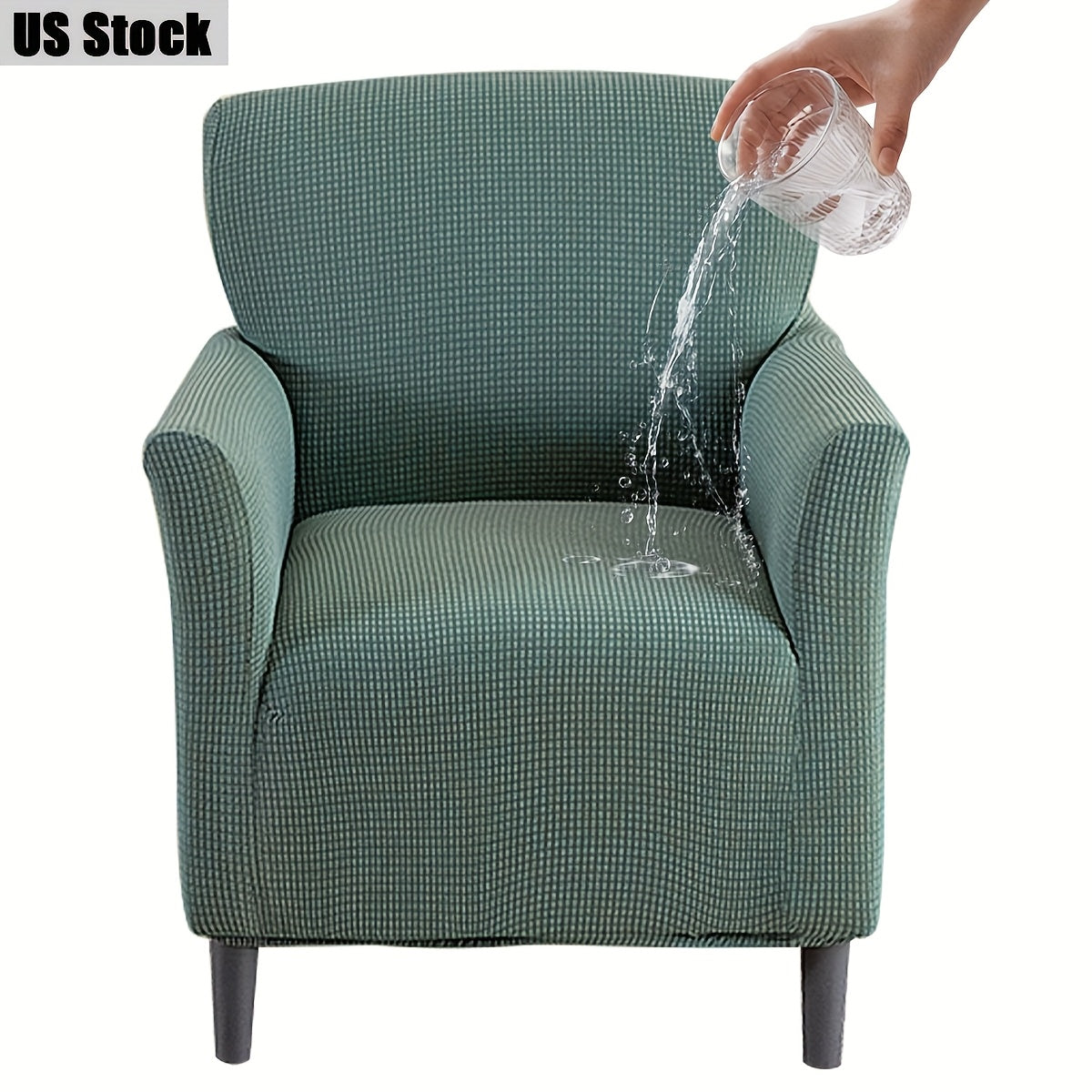 Elastic Stretch Armchair Sofa Cover, Corn Velvet Knit Non-Slip Solid Color Sofa Slipcover Protective Cover for Small Single Armrest Chair Living Room Pet-Friendly