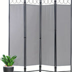 4 Panel Folding Room Divider Privacy Screen | Portable Wall Divider Partition for Home, Office & Bedroom Separation – Black, Grey, Beige, Tan