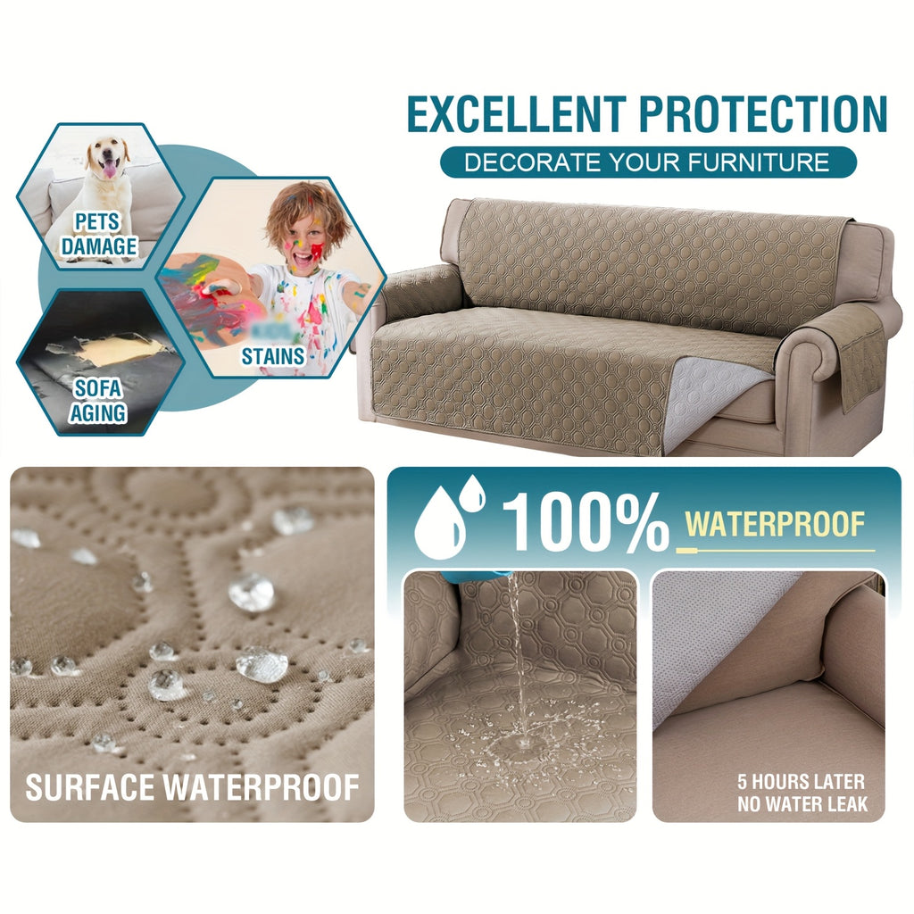 L-Shaped Sectional Sofa Cover 100% Liquid-Resistant Couch Slipcover with Non-Slip Straps for Dogs Cats Pets Left Right Chaise