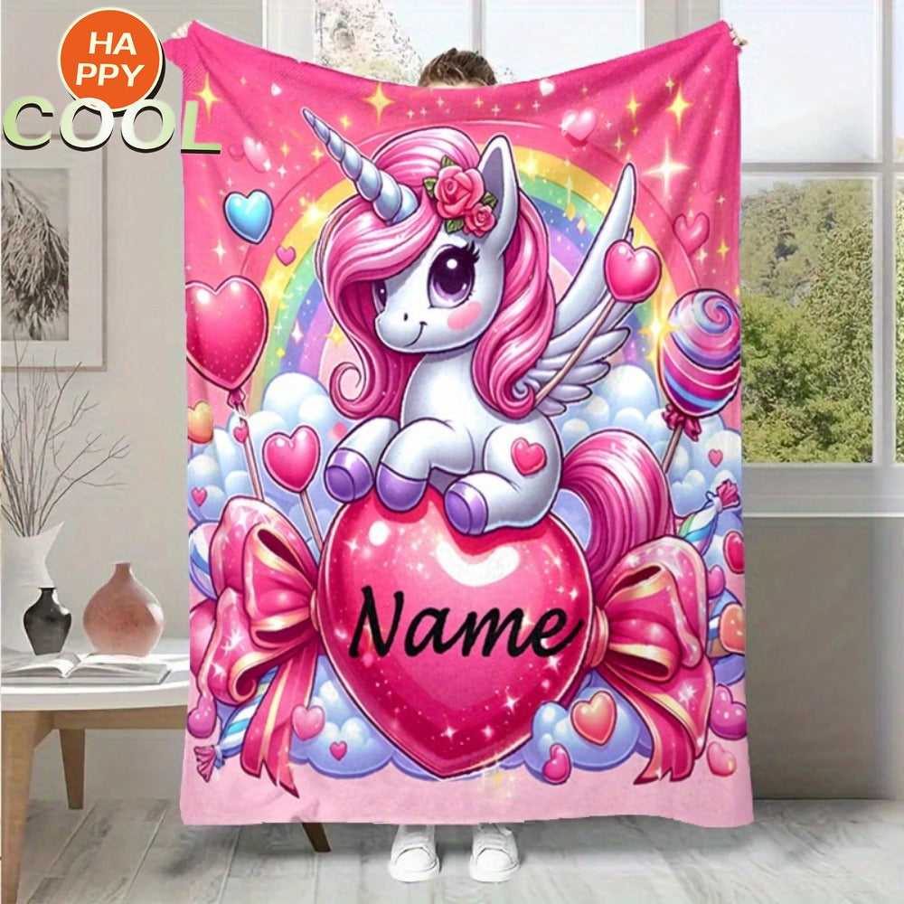 Unicorn Flannel Blanket – Soft Warm Digital Print Fleece Plush Throw for Kids | Machine Washable, Hypoallergenic | 30”×40” | 5 Designs