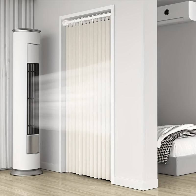 Heavyweight Polyester Door Curtain Panel – No-Drill Sliding Room Divider Screen with Folding Track for Living Room, Bedroom & Doorway, Machine Washable
