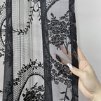 Lace Embroidery Sheer Curtain Rod Pocket Floral for Bedroom, Living Room & Wedding – Machine Washable Unlined Polyester, Glam Decor, 4 Sizes