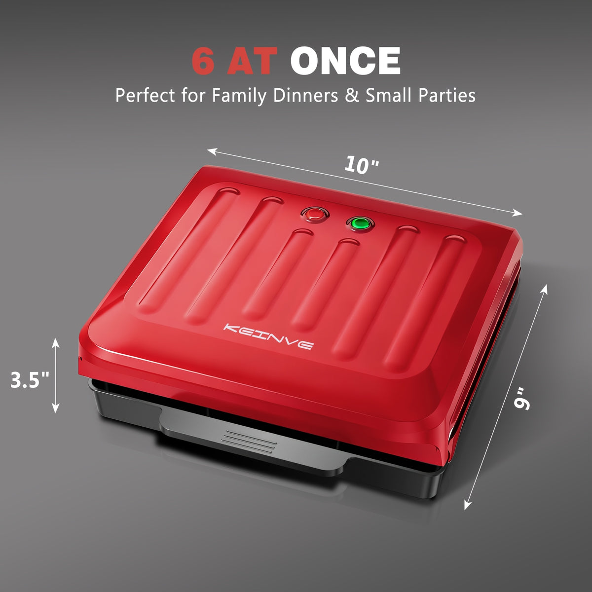 Electric Sausage Grill & Sandwich Maker with Nonstick Plate and Cord Storage - Hot Dog Cooker for BBQ, Veggie Sausages & Brats, Compact Countertop Indoor Grill