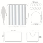 Christian Bible Verse Shower Curtain Set 4 Piece with Hooks Anti-Slip Toilet U-Shaped Pad & Lid Cover – Inspirational Faith Bathroom Decor Gift