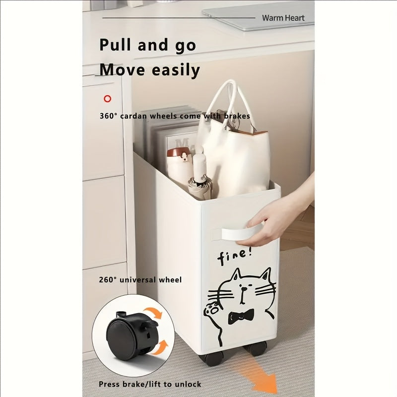 Under-Desk Rolling Storage Cart with Wheels Removable Storage Frame Space Saving Office Organizer for Kitchen Dorm Apartment Black White