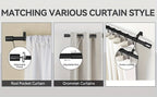 Decorative Curtain Rod 1 Inch Diameter Adjustable with Modern Finials – Drapery Rod for Windows 18-120 Inch, Black Brushed Nickel Gold Curtain Hardware