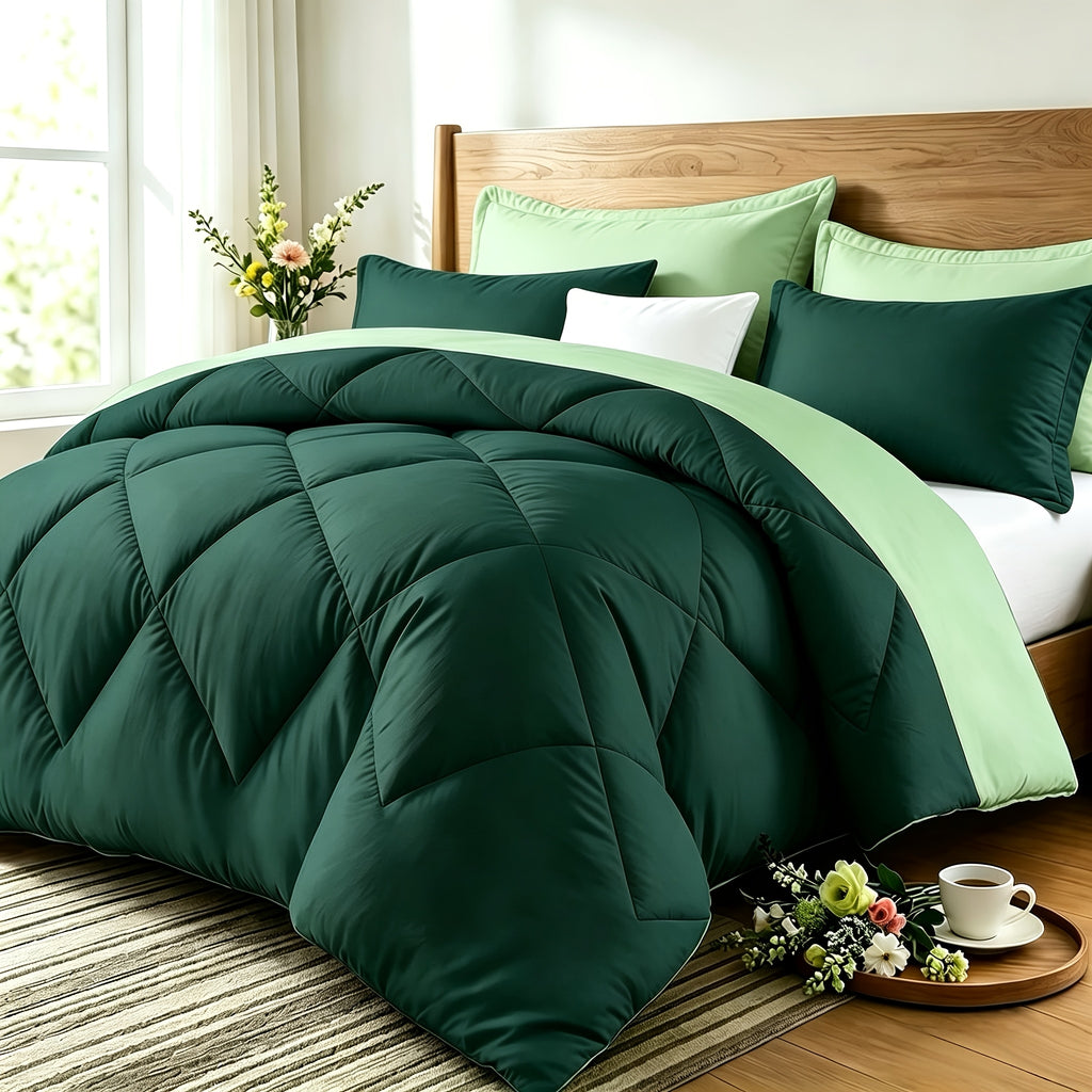 Quilt Set 3 Piece Lightweight Breathable Comforter with Pillowcases - Diamond Pattern Ultra-Fine Fiber Soft Bedding Set 42 Colors Twin Queen King Pinch Pleat