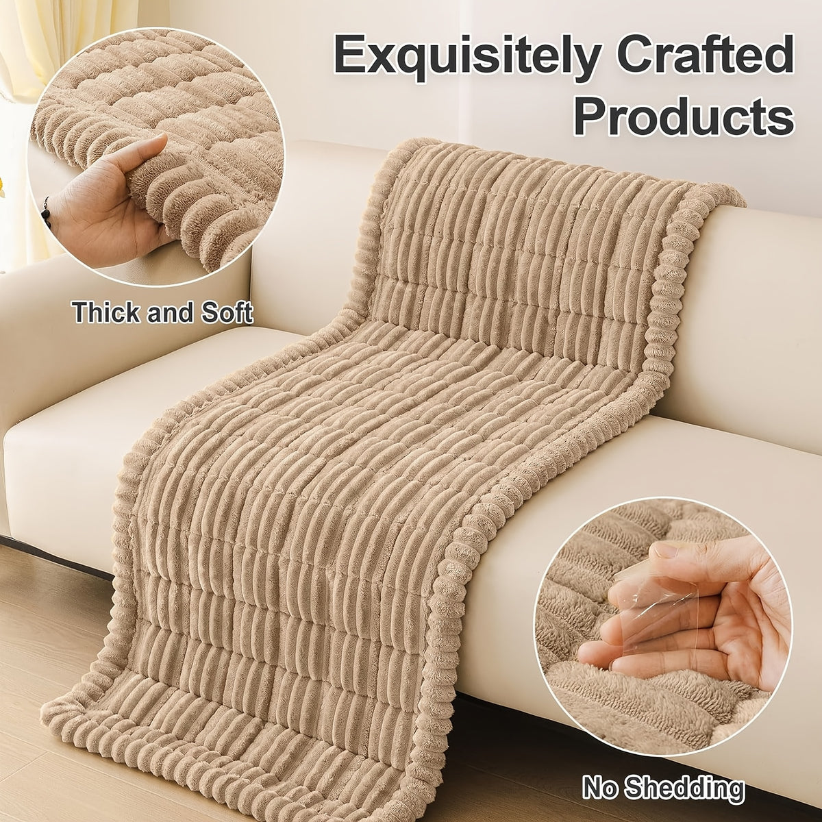 Soft Quilted Thick Sofa Cover Bohemian Style – Removable Machine Washable Pet-Friendly Sofa Protector for 1/2/3/4 Seater Split Sofa, All-Season Couch Cover for Living Room, Bedroom & Office