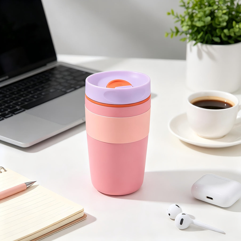 Vacuum Insulated Coffee Travel Cup 350ml 11.83oz - 304 Stainless Steel Double-Wall Flask with Push Lid & Direct Drinking Spout for Office, Travel & Outdoor, 4 Colors