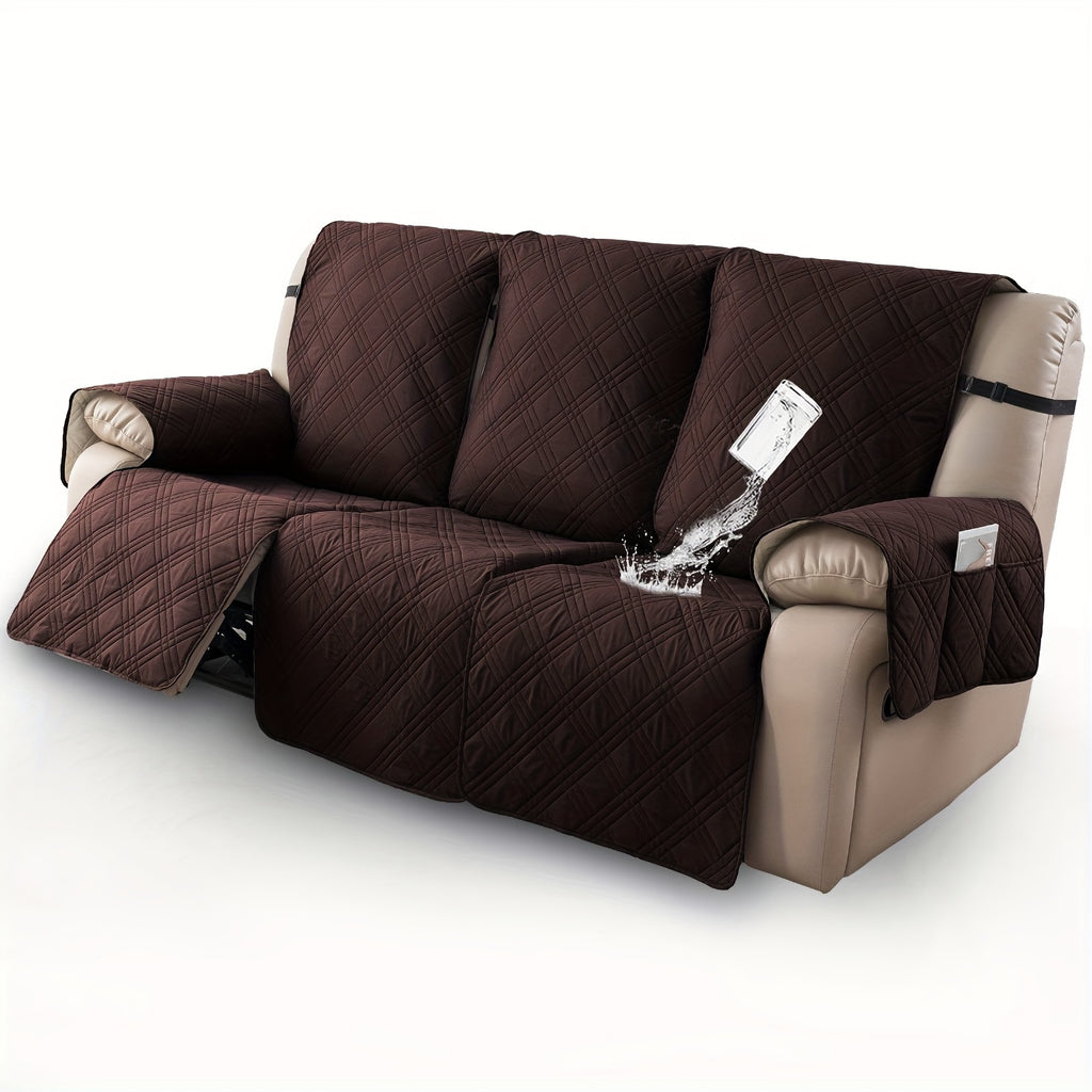 Recliner Slipcovers 3pcs Set – Waterproof Non-Slip Elastic Quilted Recliner Chair Cover Furniture Protector for Living Room Bedroom Office, Valentine's Day Gift Home Decor